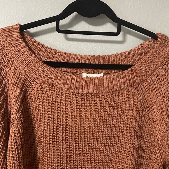 NWT Miracle open knit long sleeves brown sweater. Size S/M - Picture 3 of 6